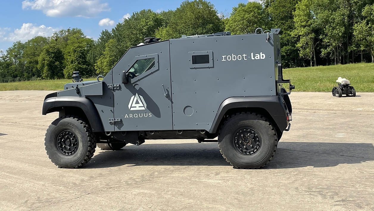 Le RobotLab, un robot mulet du constructeur Arquus. 