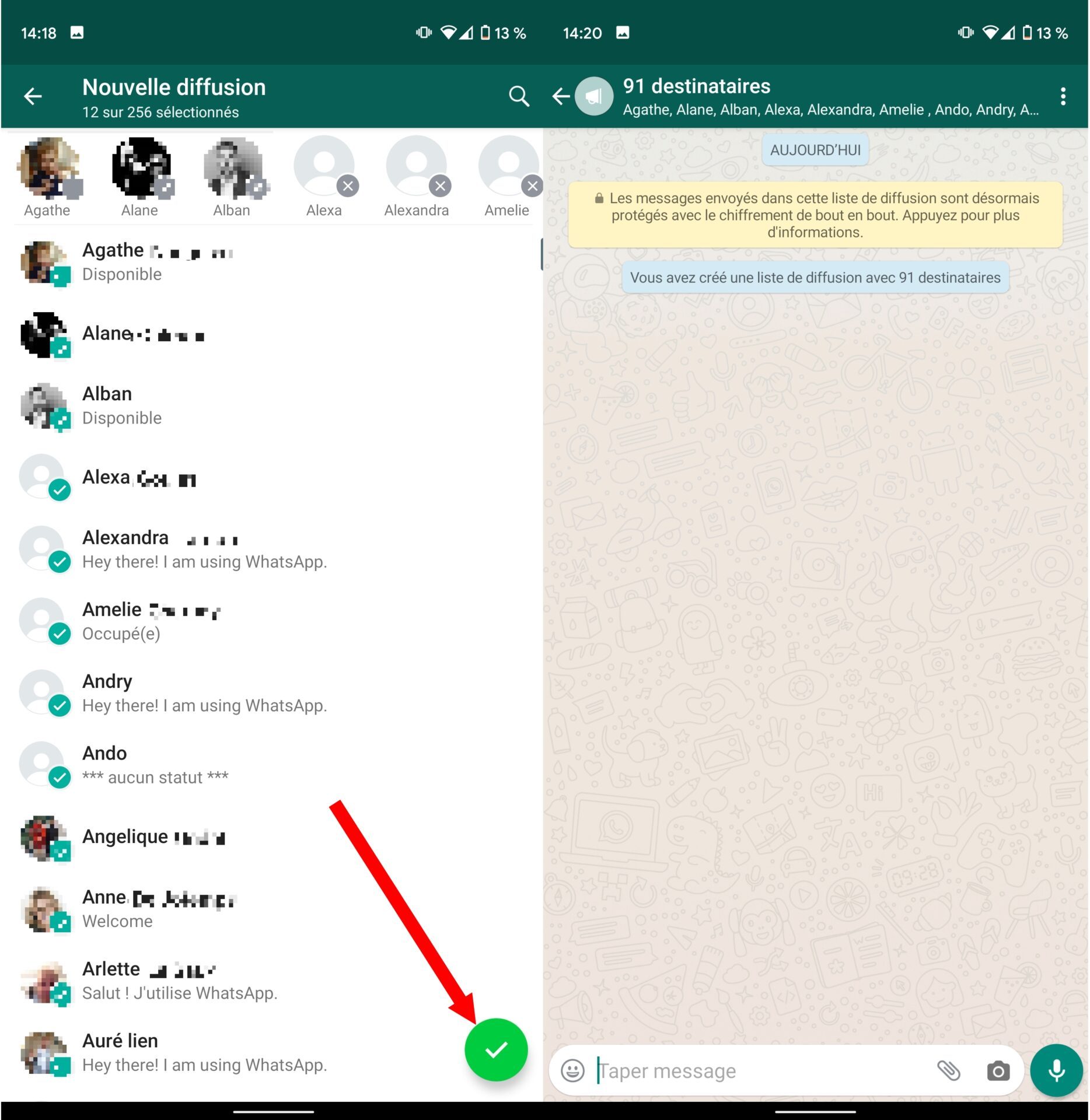 Astuce WhatsApp 2 pour créer une liste de diffusion