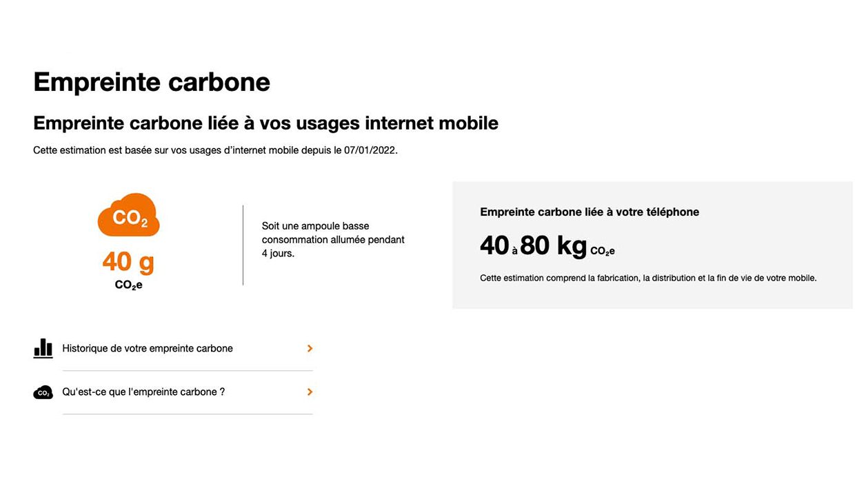 Exemple du résultat affiché pour une consommation de data mobile.