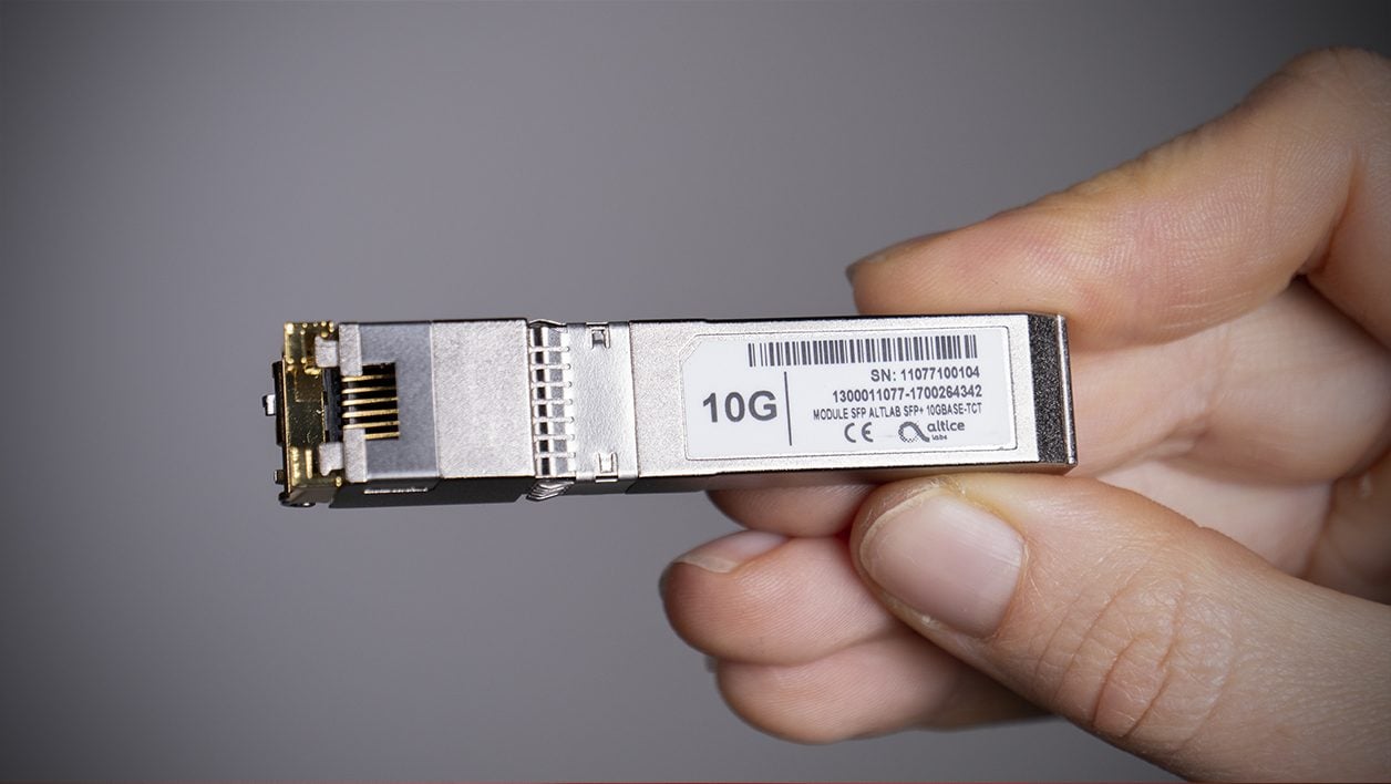 Le module SFP+ permettant d'obtenir un débit Ethernet de 10 Gbit/s.