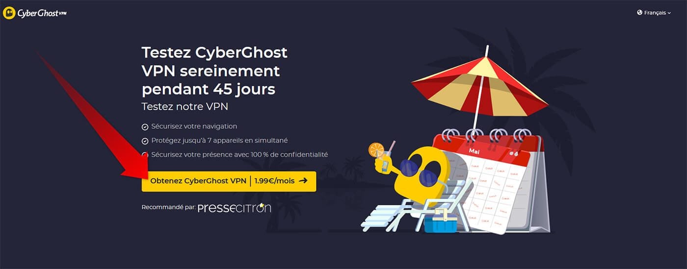 Page accueil CyberGhost
