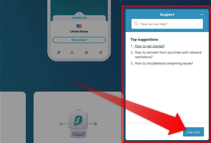 Surfshark support client live chat
