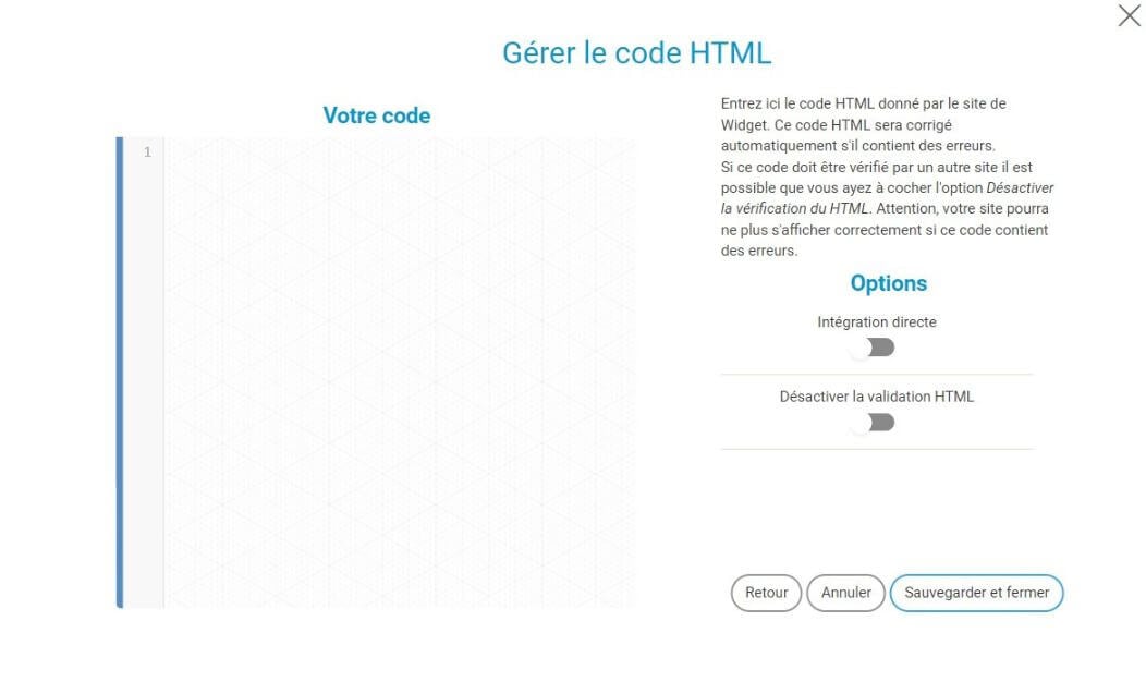 Ajout de widget en HTML avec SiteW