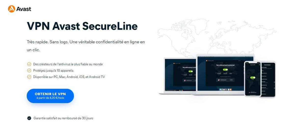 Page officielle Avast SecureLine VPN