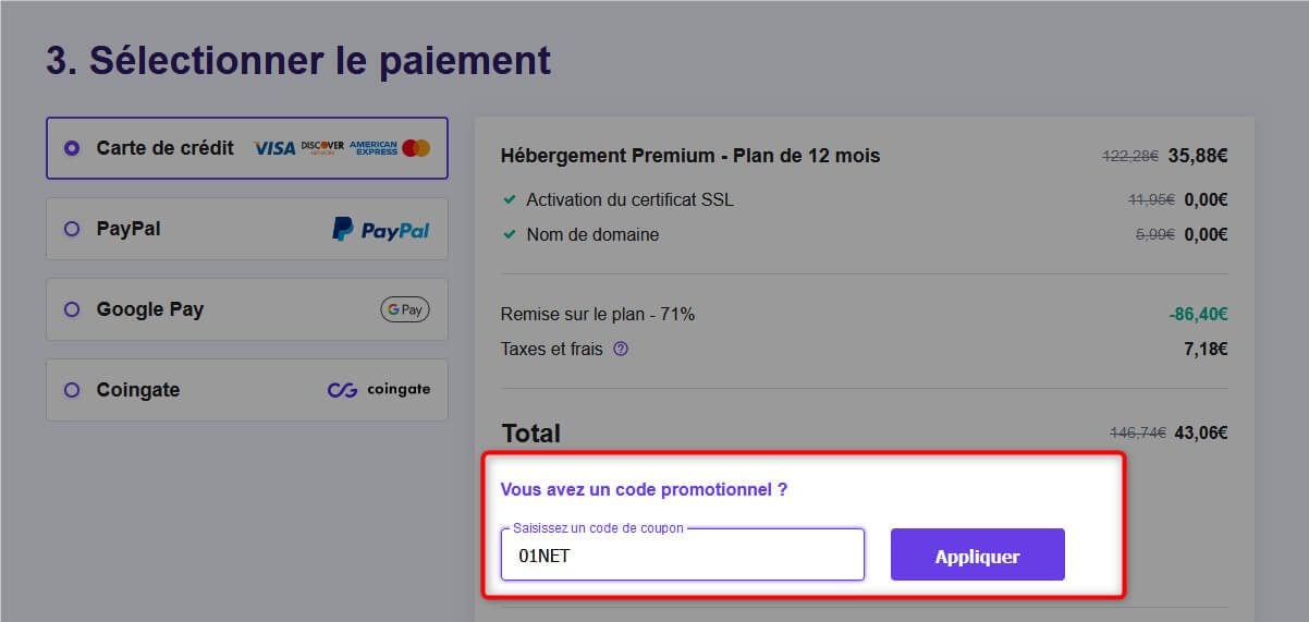 Code promotionnel Hostinger 01net