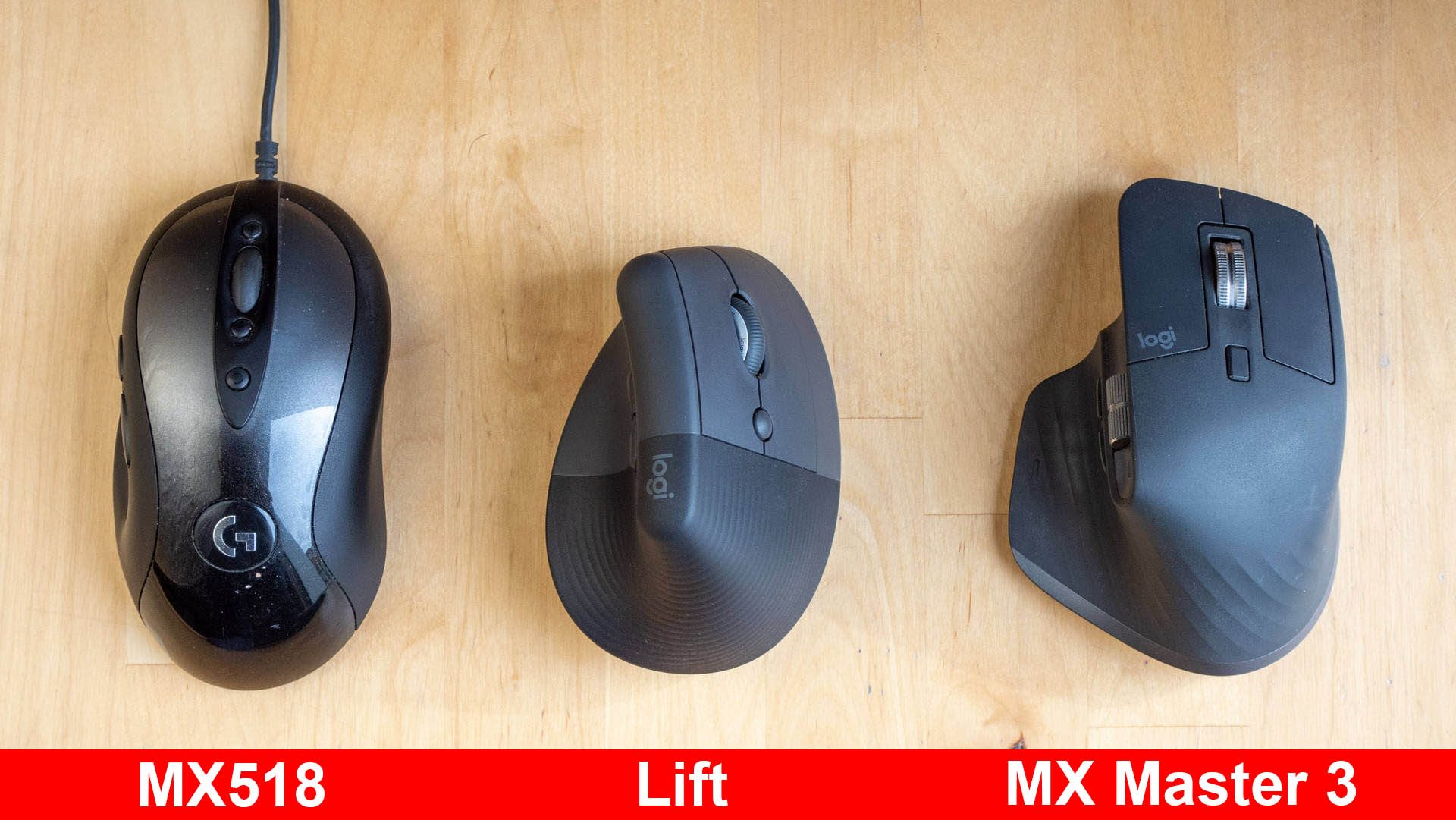 Comparaison trois souris