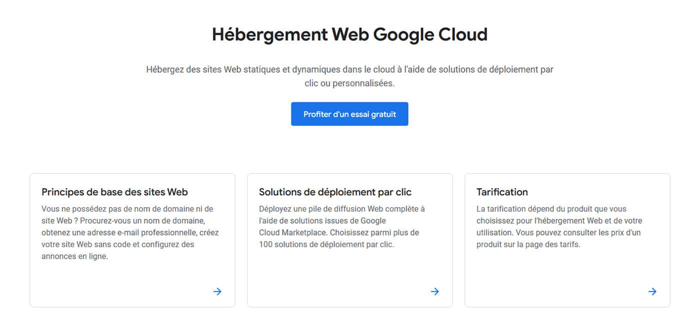 Hébergement gratuit Google Cloud