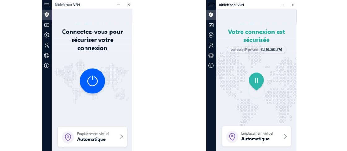 Interface Windows Bitdefender VPN