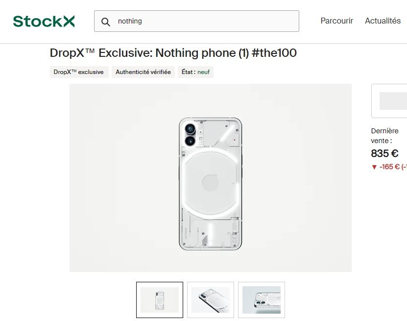 Smartphone Nothing chez StockX