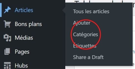 Réglages catégories avec WordPress