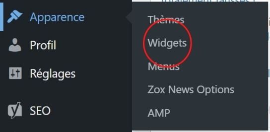 Réglages widgets avec WordPress