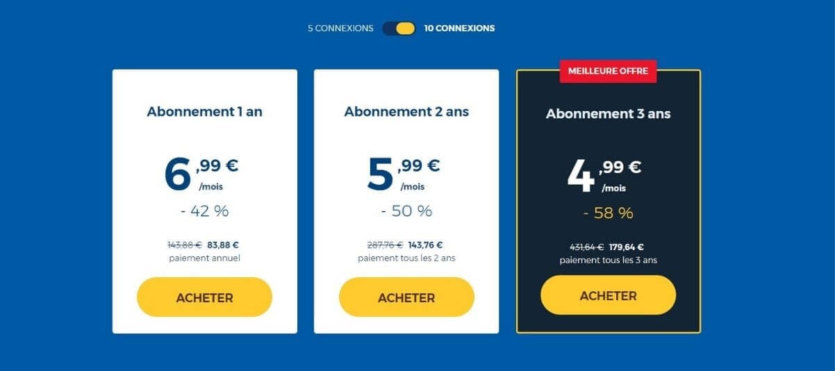 Tarifs HideMyAss pour 10 connexions simultanées