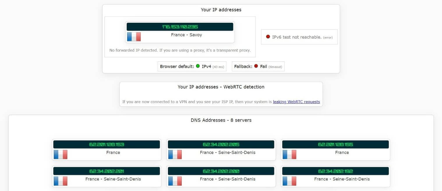 Test d'adresse IP sans IPVanish