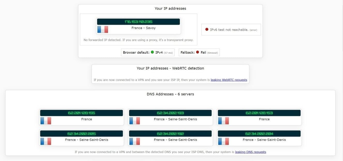 Test d'adresse IP sans VyprVPN