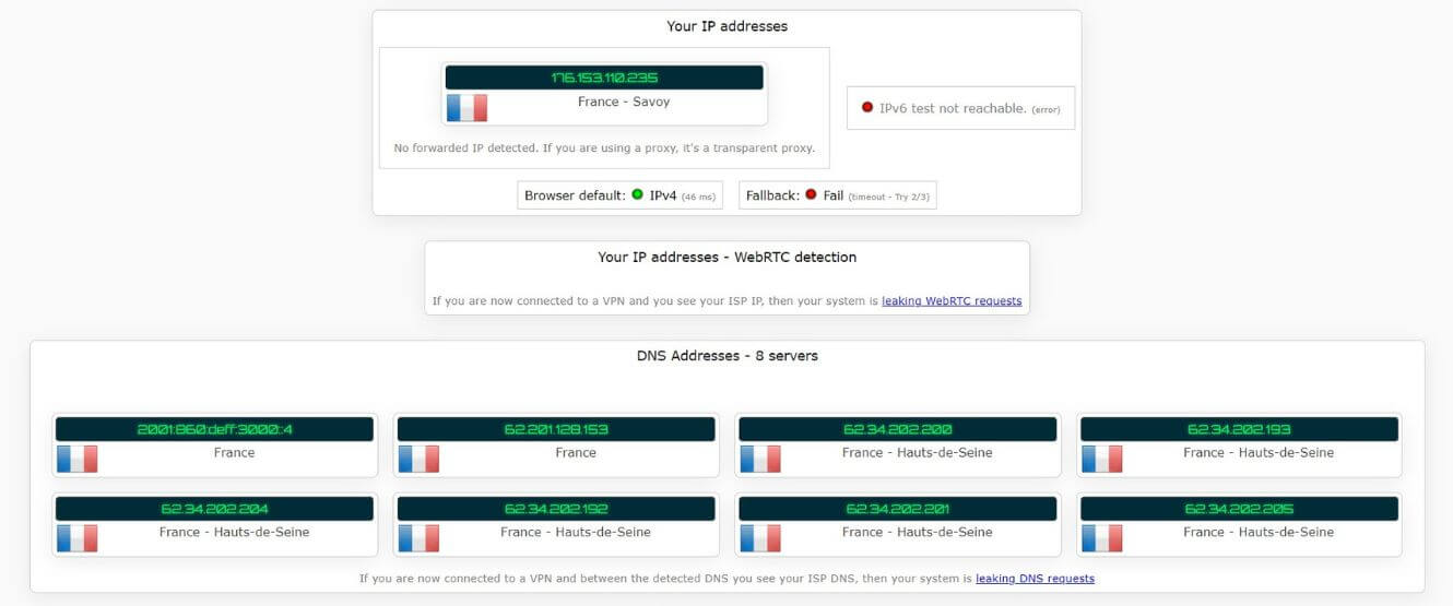 Test d'adresse IP sans Windscribe