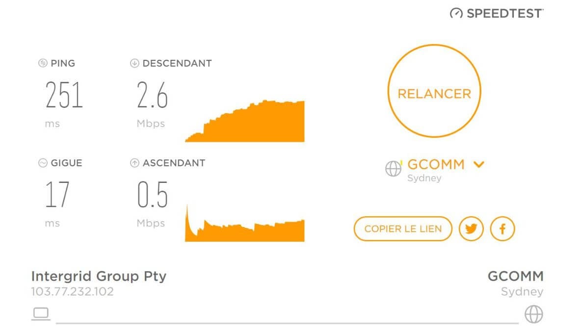 Test de connexion avec Bitdefender VPN en Australie