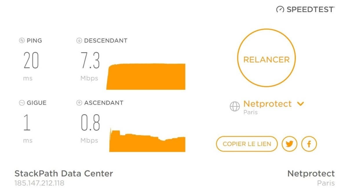 Test de connexion sur serveur optimal IPVanish