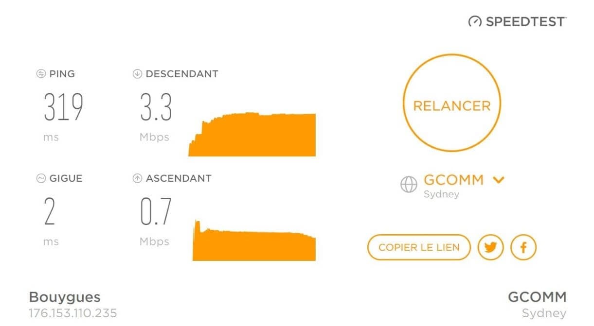 Test de connexion avec IPVanish à Sydney