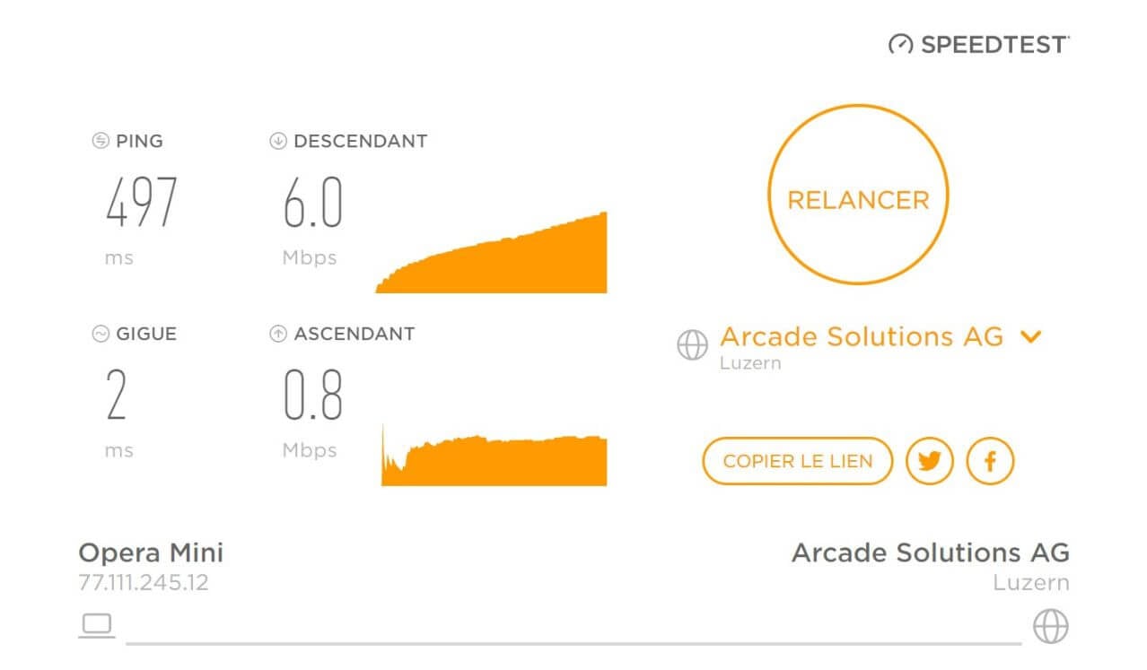 Test de vitesse de connexion avec Opera VPN en Asie