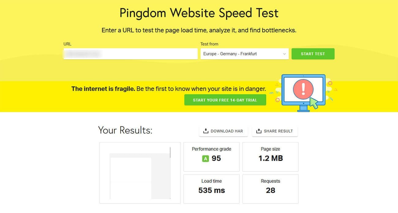 Test performances hébergement web Hostinger