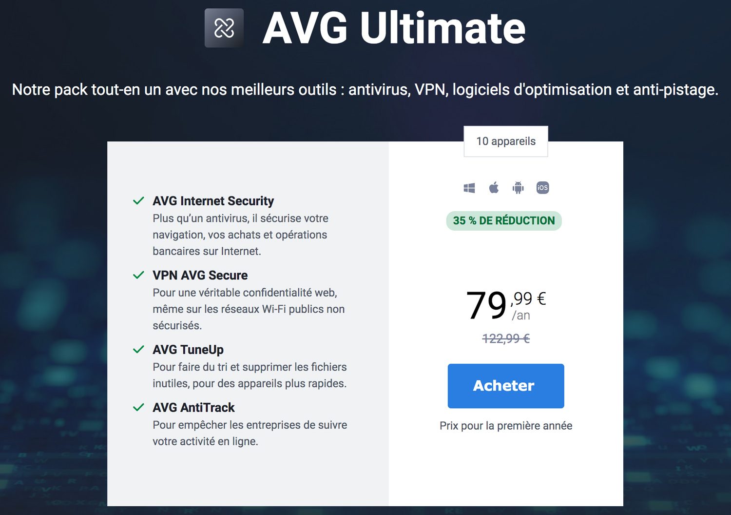 Antivirus AVG Ultimate prix
