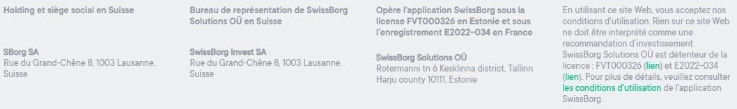 Conditions légales SwissBorg