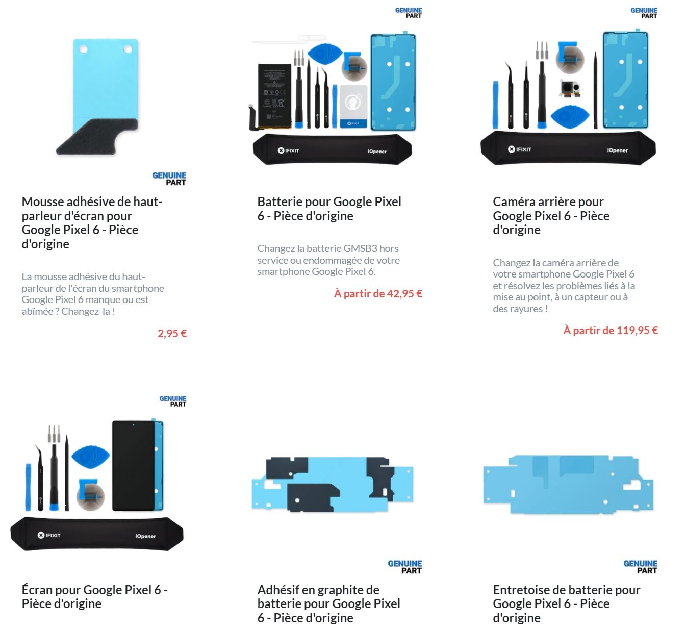 iFixit pièces détachées pour Pixel 6