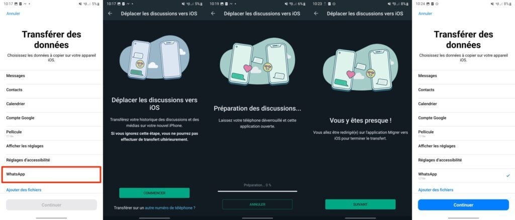 WhatsApp Migrer vers iOS