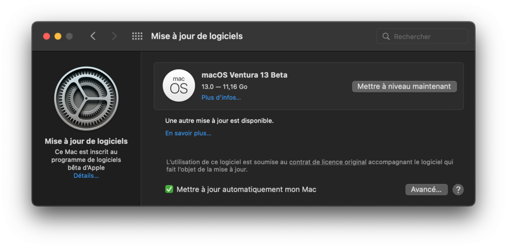 bêta publique macOS Ventura