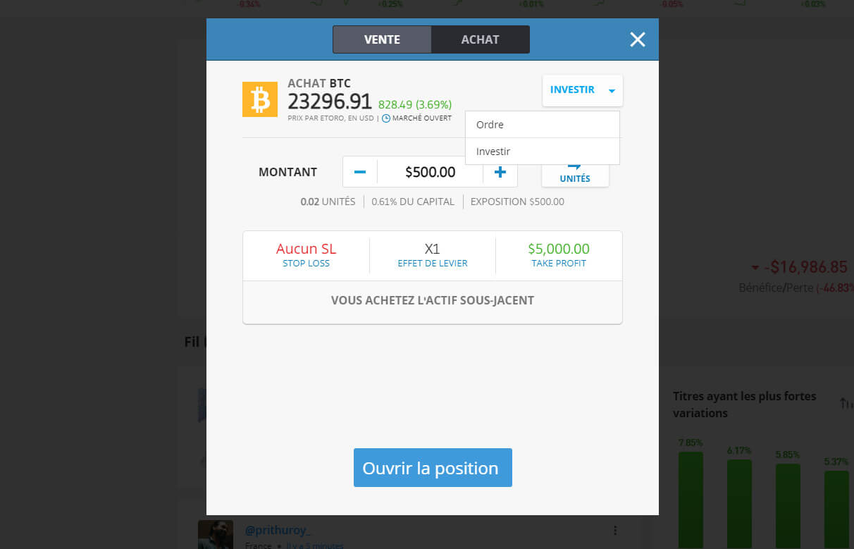 Acheter crypto-monnaie spot eToro