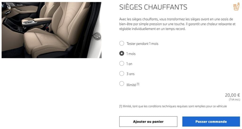sièges chauffants en option BMW