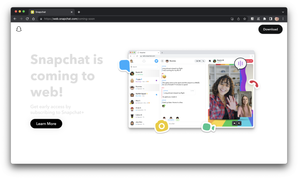 Snapchat for web