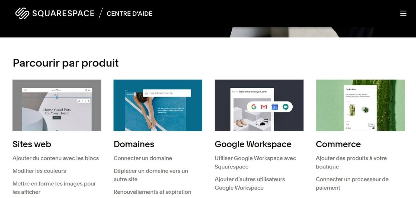 Centre d'aide Squarespace