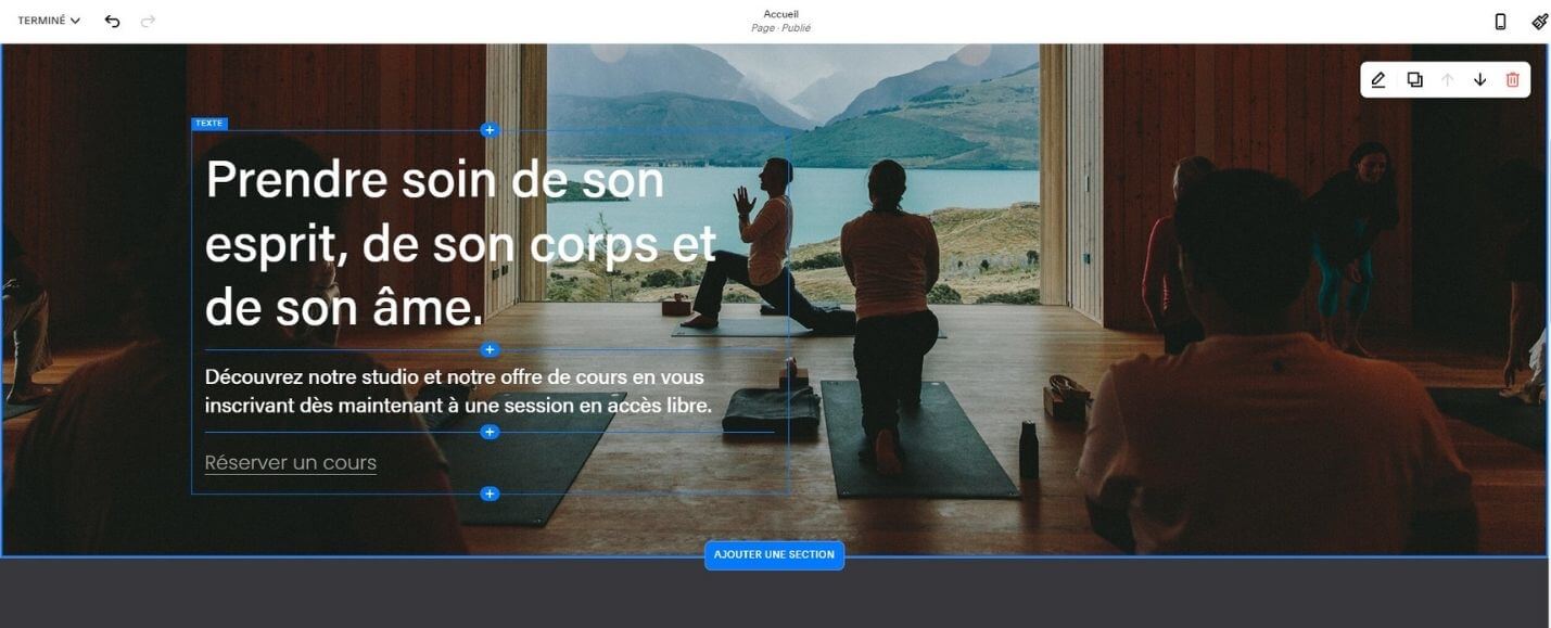 Outil d'édition Squarespace