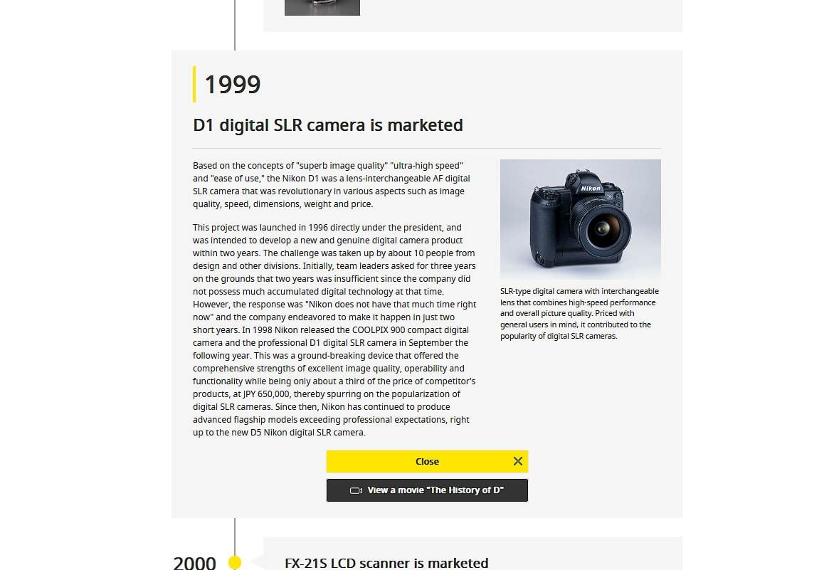 Le Nikon D1 fut le premier reflex numérique de Nikon. / Nikon