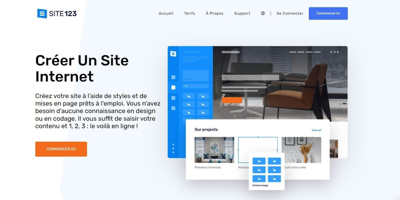 Page accueil Site123