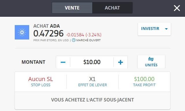 acheter cardano sur etoro