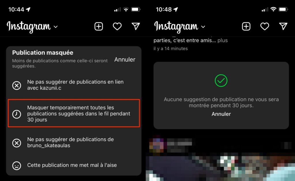 Instagram publication suggérée