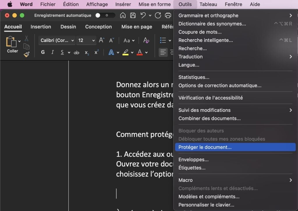 Comment protéger un document Word sur macOS