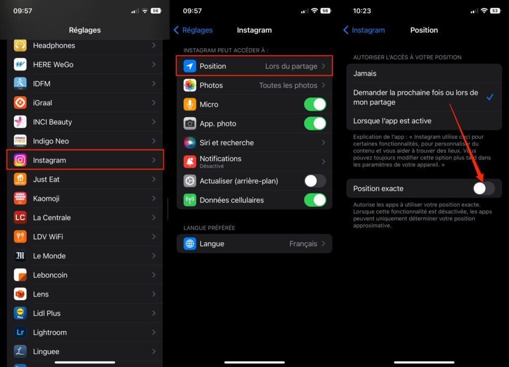 Instagram Localisation précise iOS