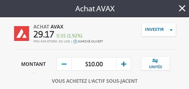 acheter avalanche sur etoro