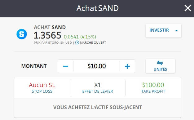 acheter the sandbox etoro