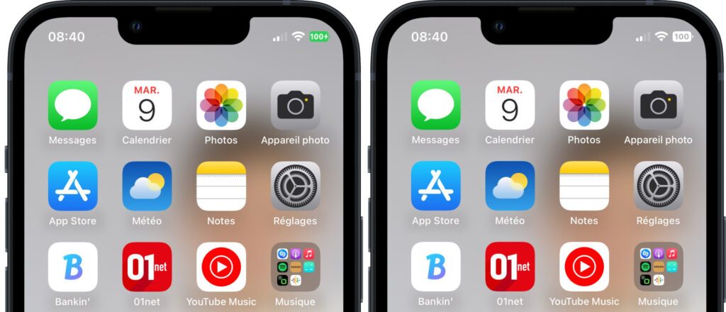 Après pourcentage batterie iOS 16