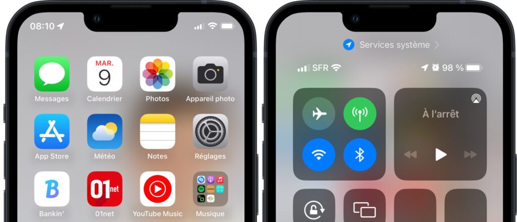 Avant pourcentage batterie iOS 16