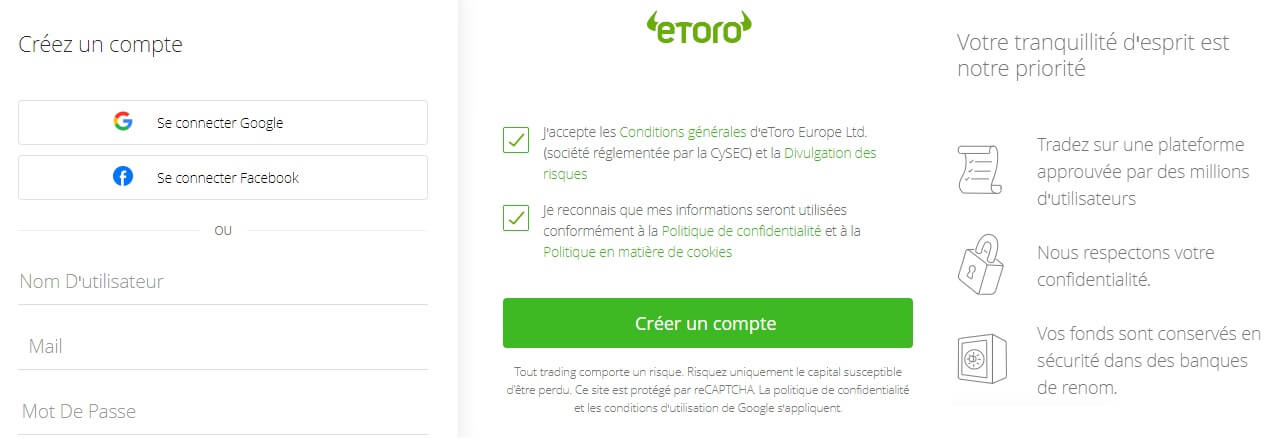 inscription sur etoro