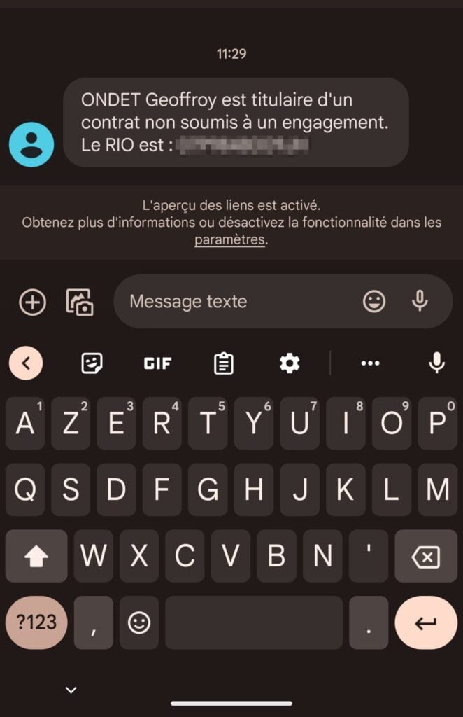 SMS RIO opérateur