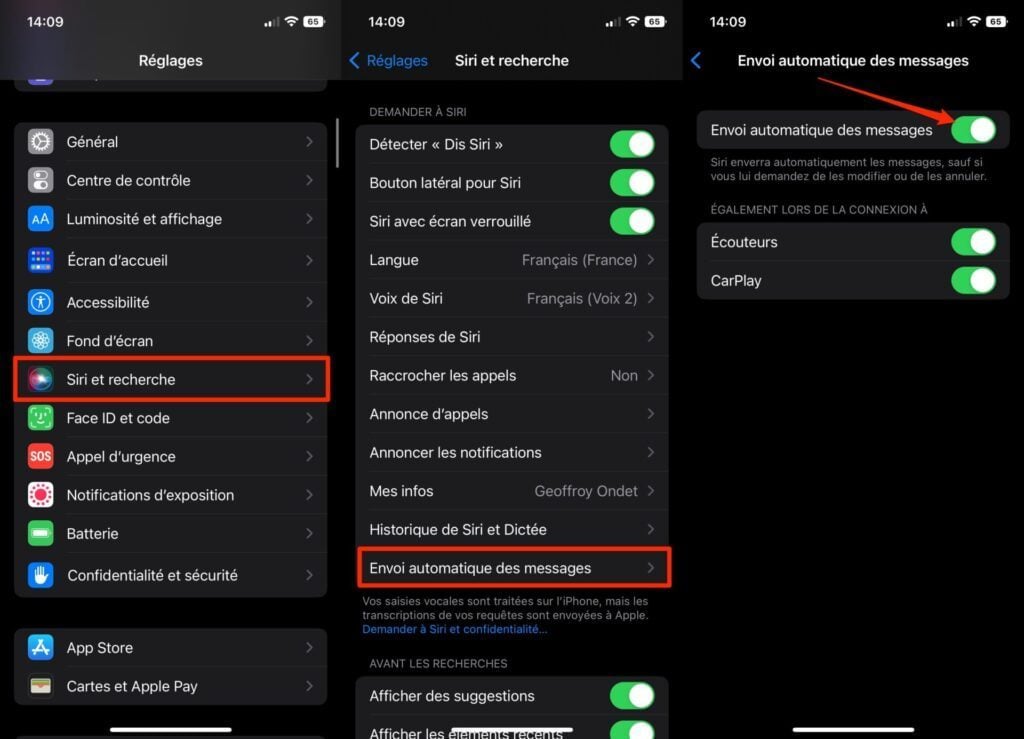 iOS 16 Siri envoi automatique message