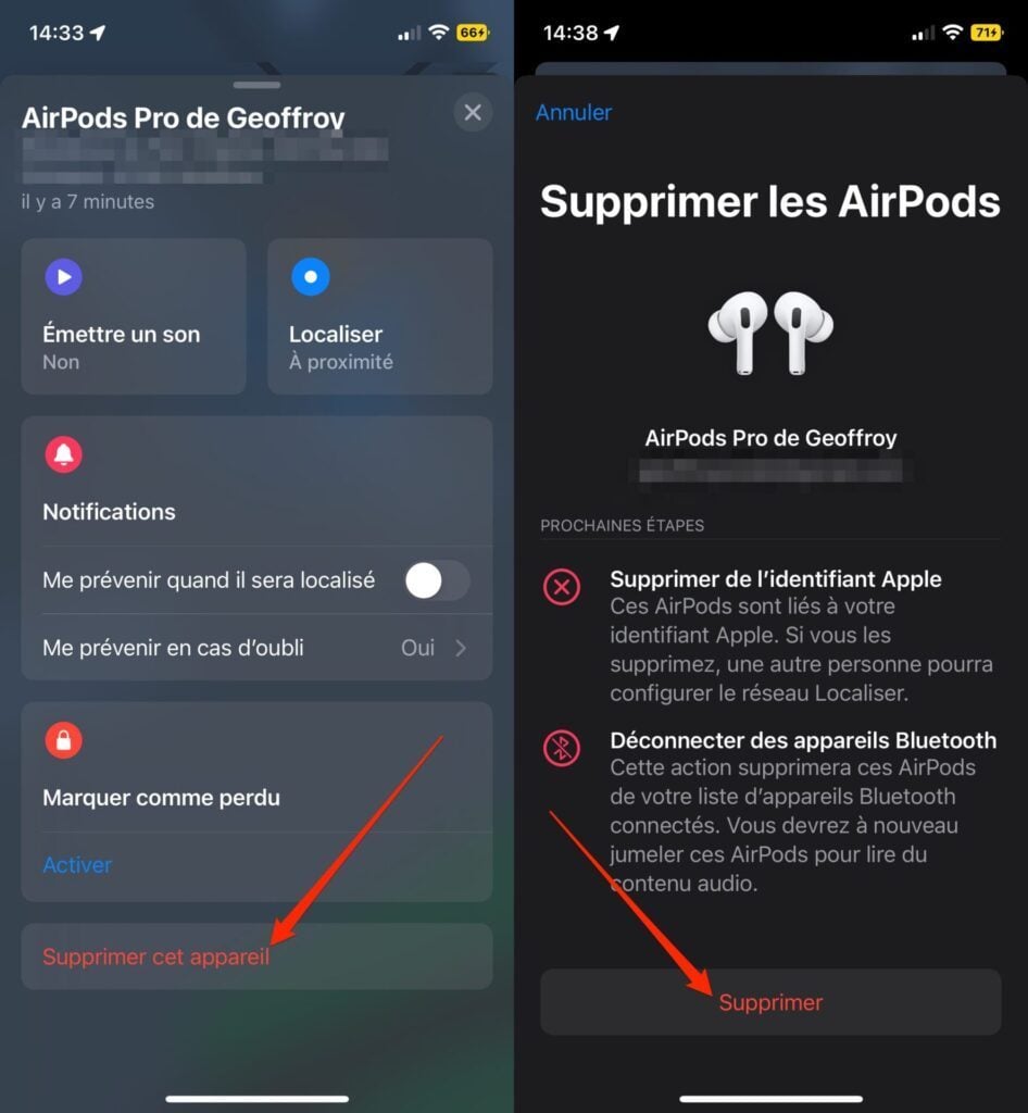 Déconnecter les AirPods d'iCloud