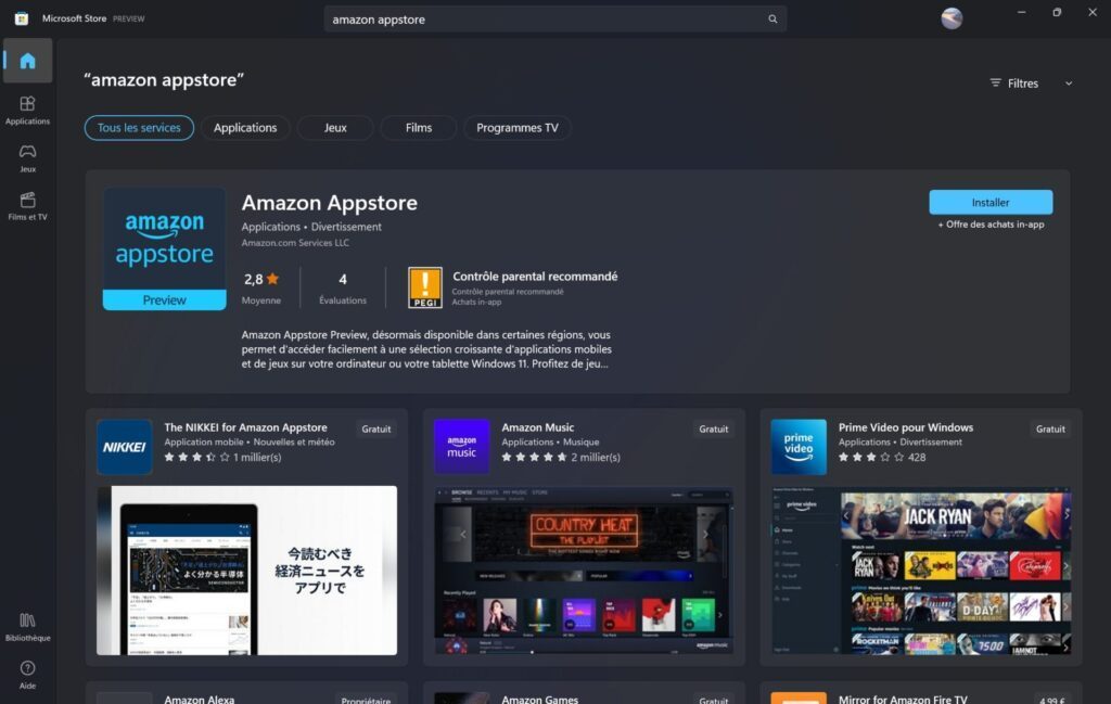 Amazon appstore Windows 11