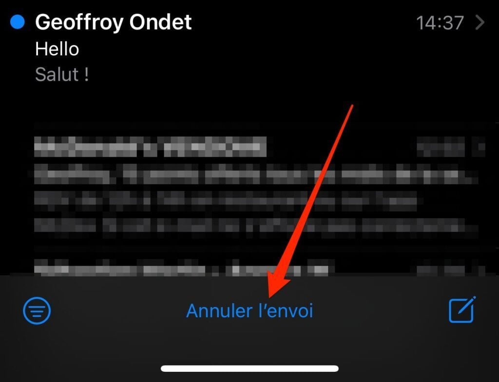 iOS 16 annuler l'envoi mail